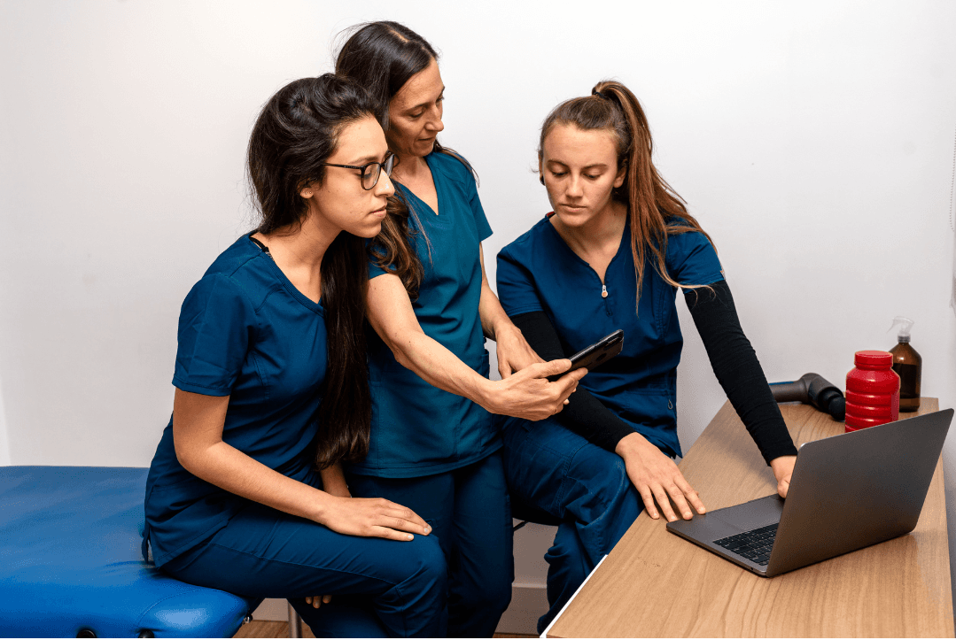 Physiotherapists reviewing an exercise program together
